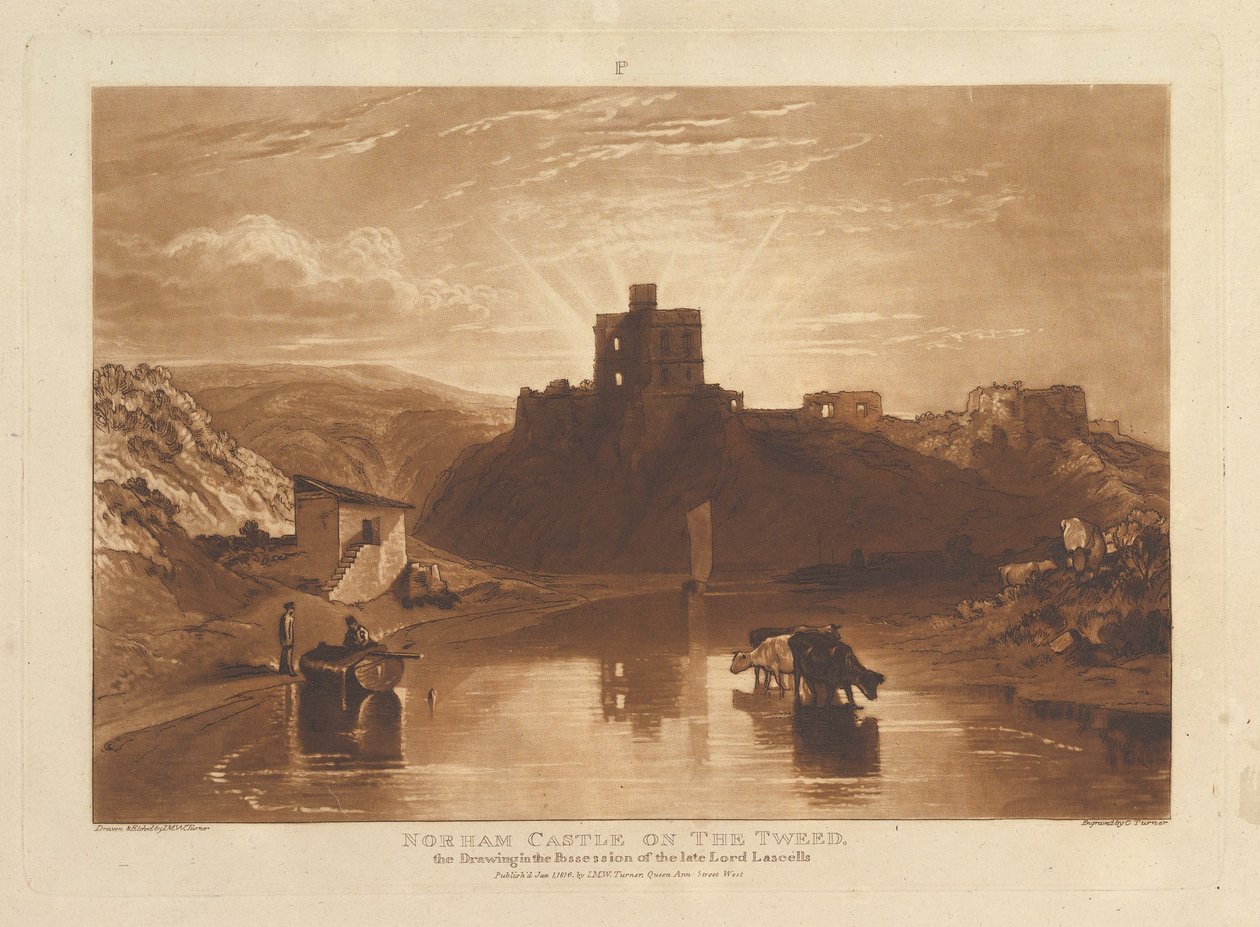 Castelo de Norham no Tweed Liber Studiorum, parte XII, chapa 57, 1 de janeiro de 1816. de Joseph Mallord William Turner