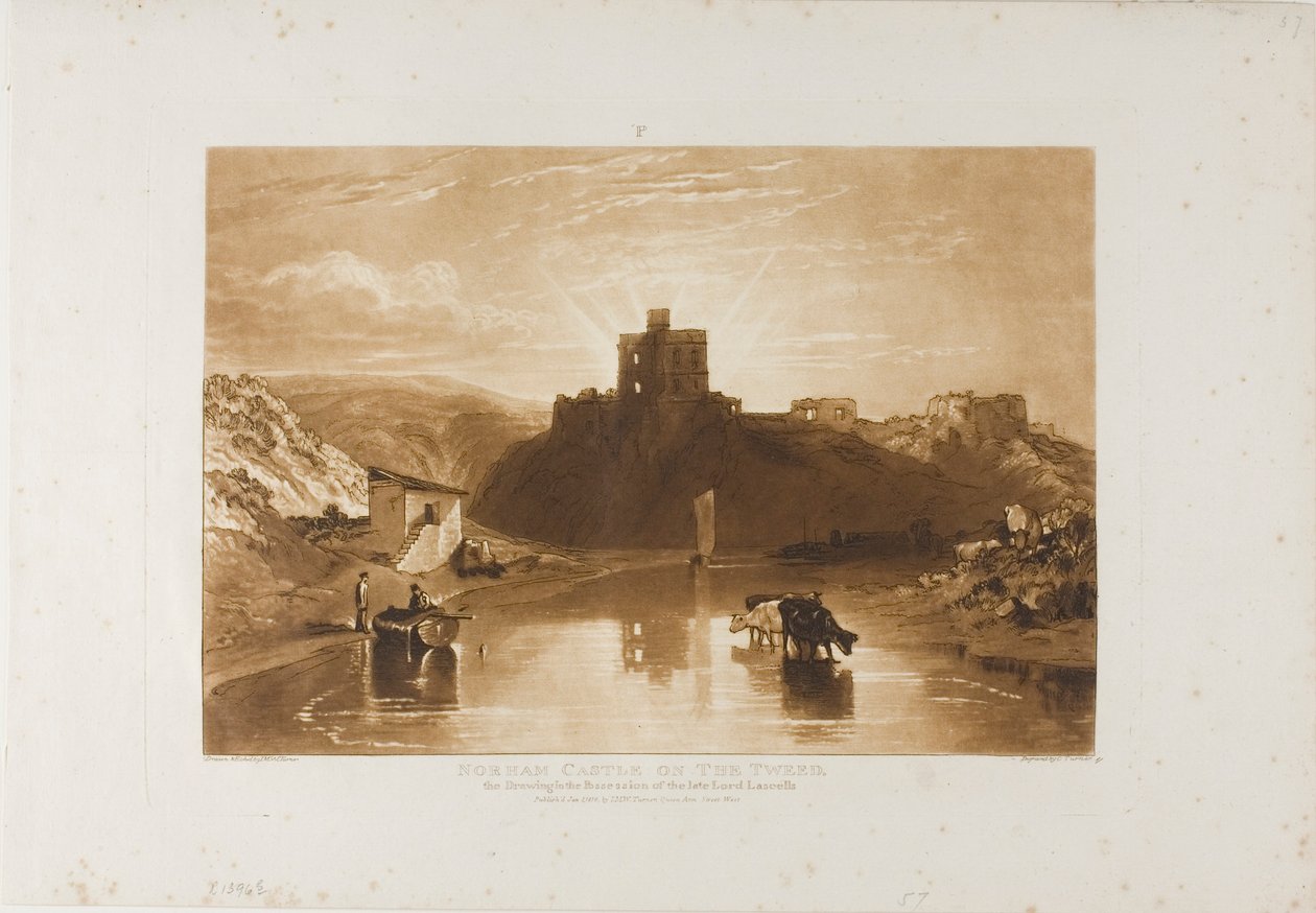 Castelo de Norham, placa 57 do Livro de Estudos de Joseph Mallord William Turner