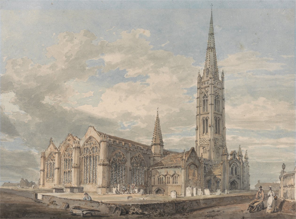 Vista nordeste da igreja de Grantham, Lincolnshire de Joseph Mallord William Turner