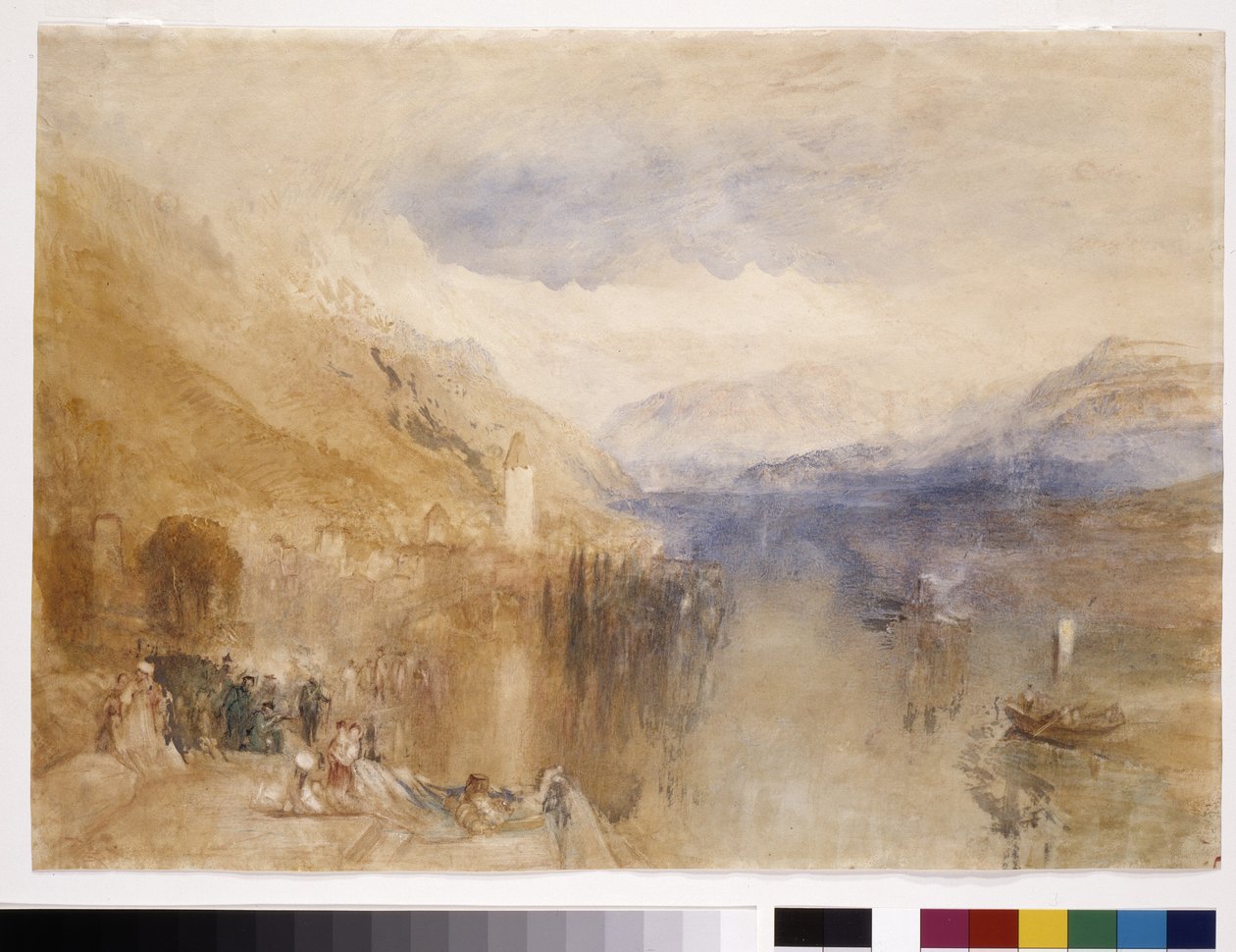 Oberhofen, Lago Thun (aguarela sobre papel branco) de Joseph Mallord William Turner