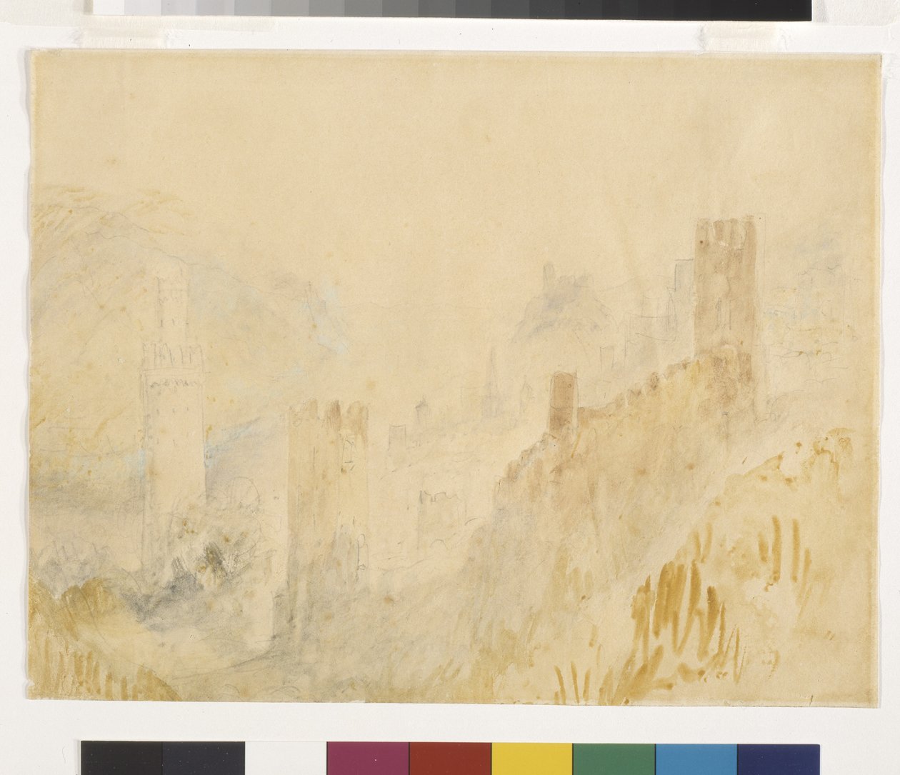 Oberwesel On The Rhine (aguarela sobre lápis sobre papel branco) de Joseph Mallord William Turner