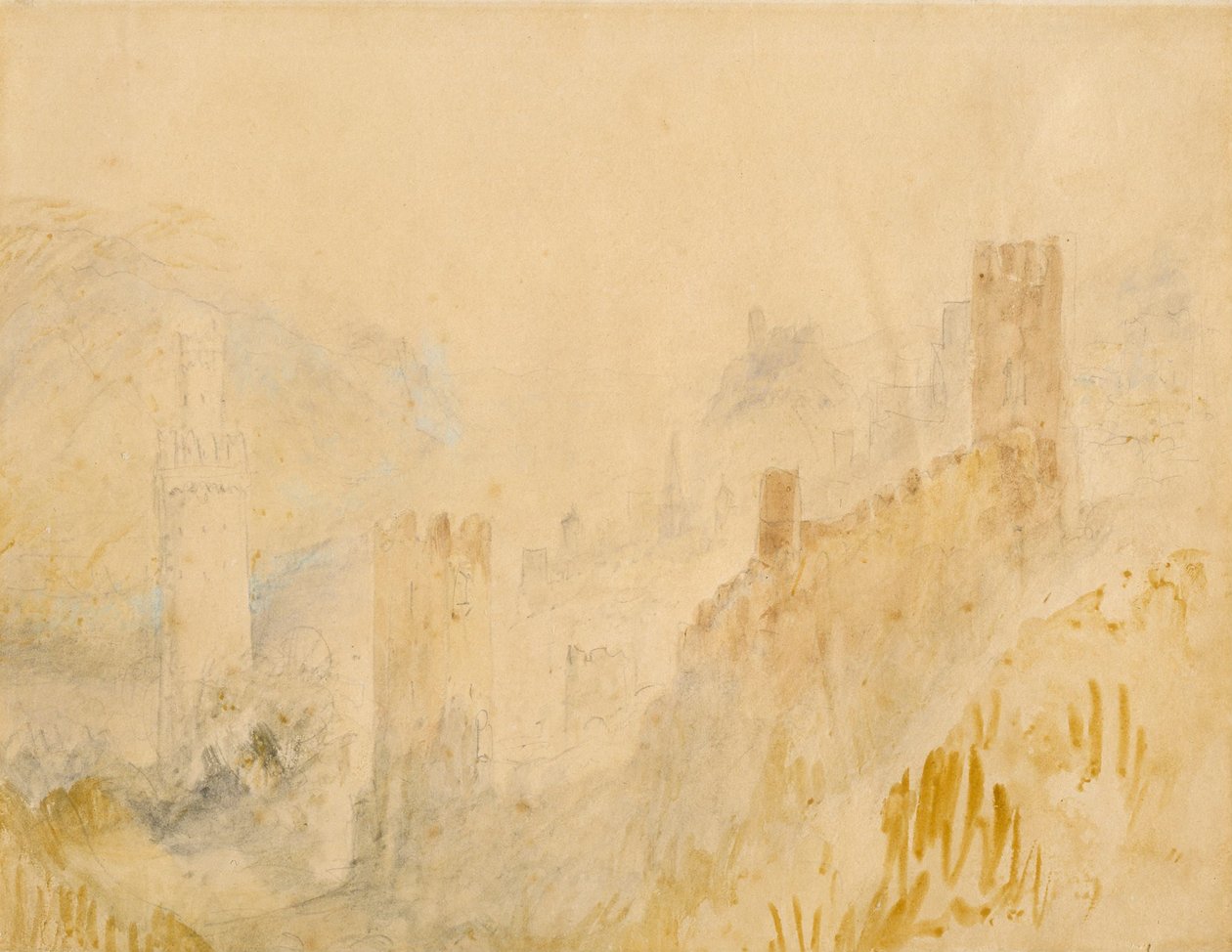 Oberwesel no Reno de Joseph Mallord William Turner