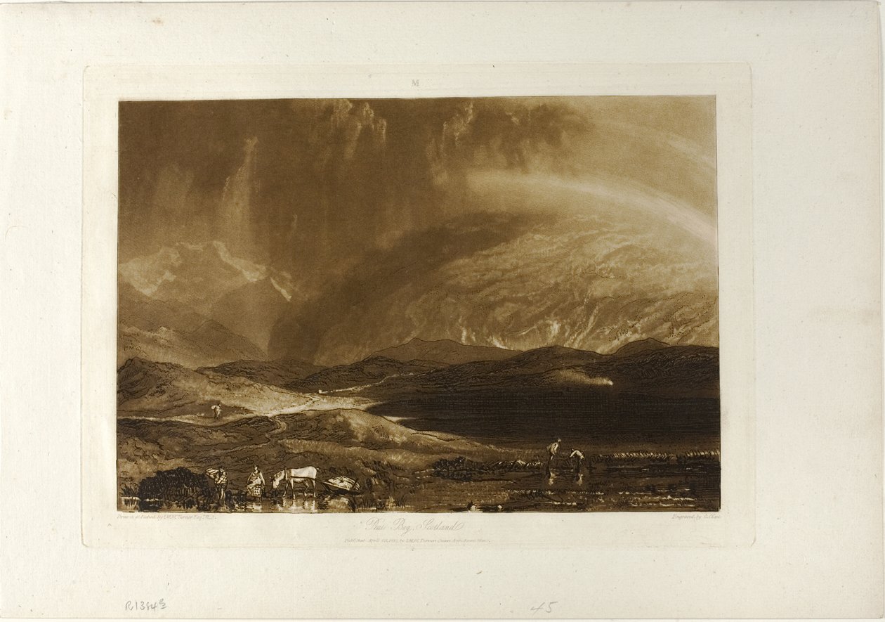 Peat Bog, Escócia, placa 45 do Livro de Estudos de Joseph Mallord William Turner