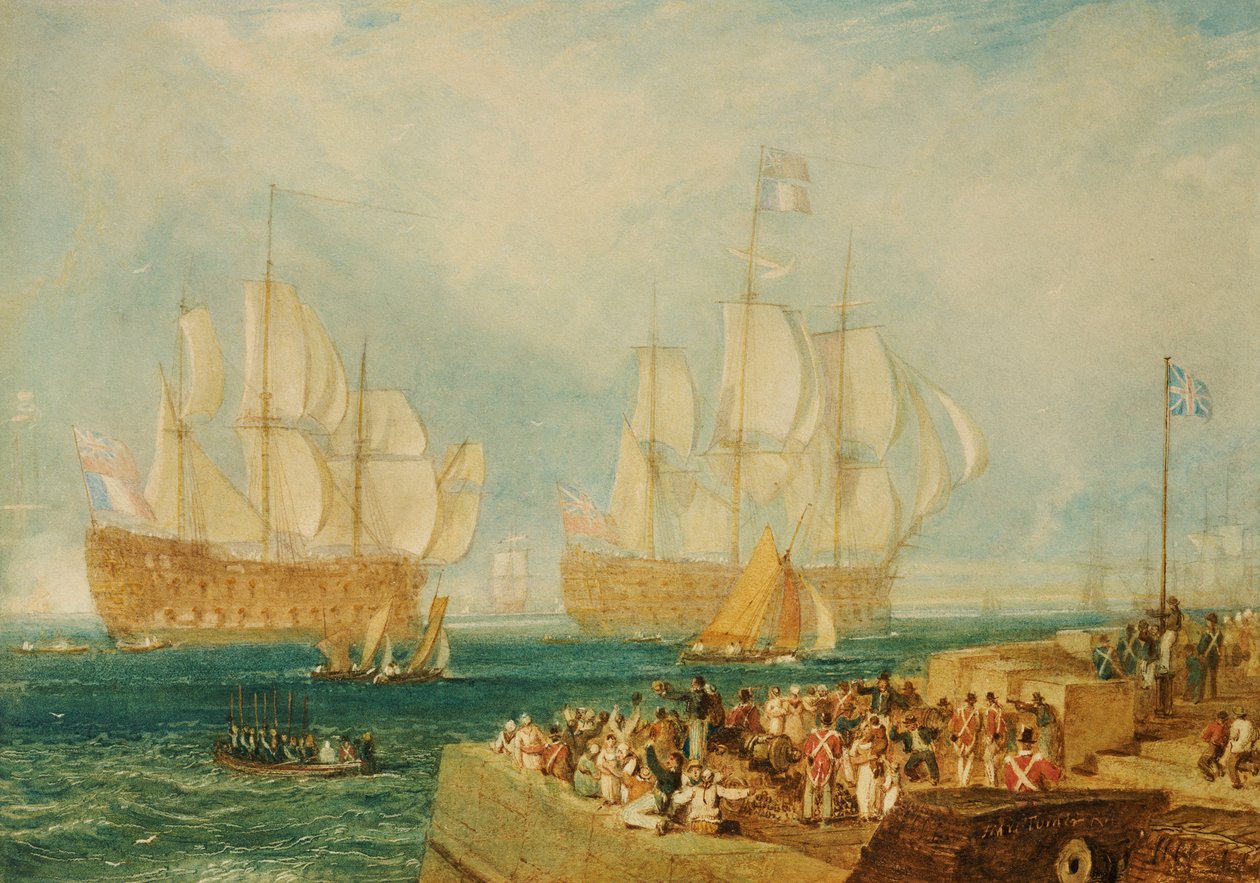 Porto de Plymouth: reboque em prêmios franceses de Joseph Mallord William Turner