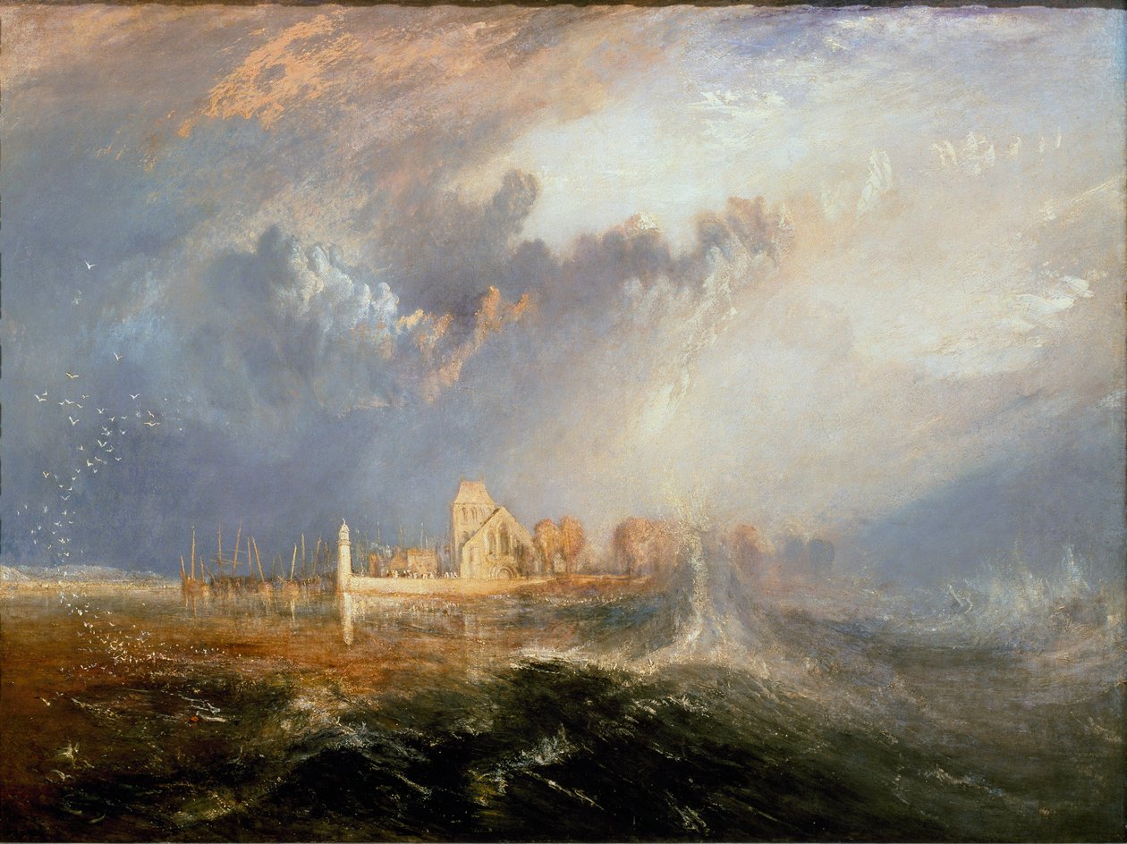 Quillebeuf at the mouth of the Seine (Quillebeuf-sur-Seine, Quillebeuf sur Seine) in Normandy" Pintura de Joseph Mallord William Turner (1775-1851) 1833 Dim. 92,5x123,2 cm Lisboa. Museu Calouste Gulbenkian de Joseph Mallord William Turner