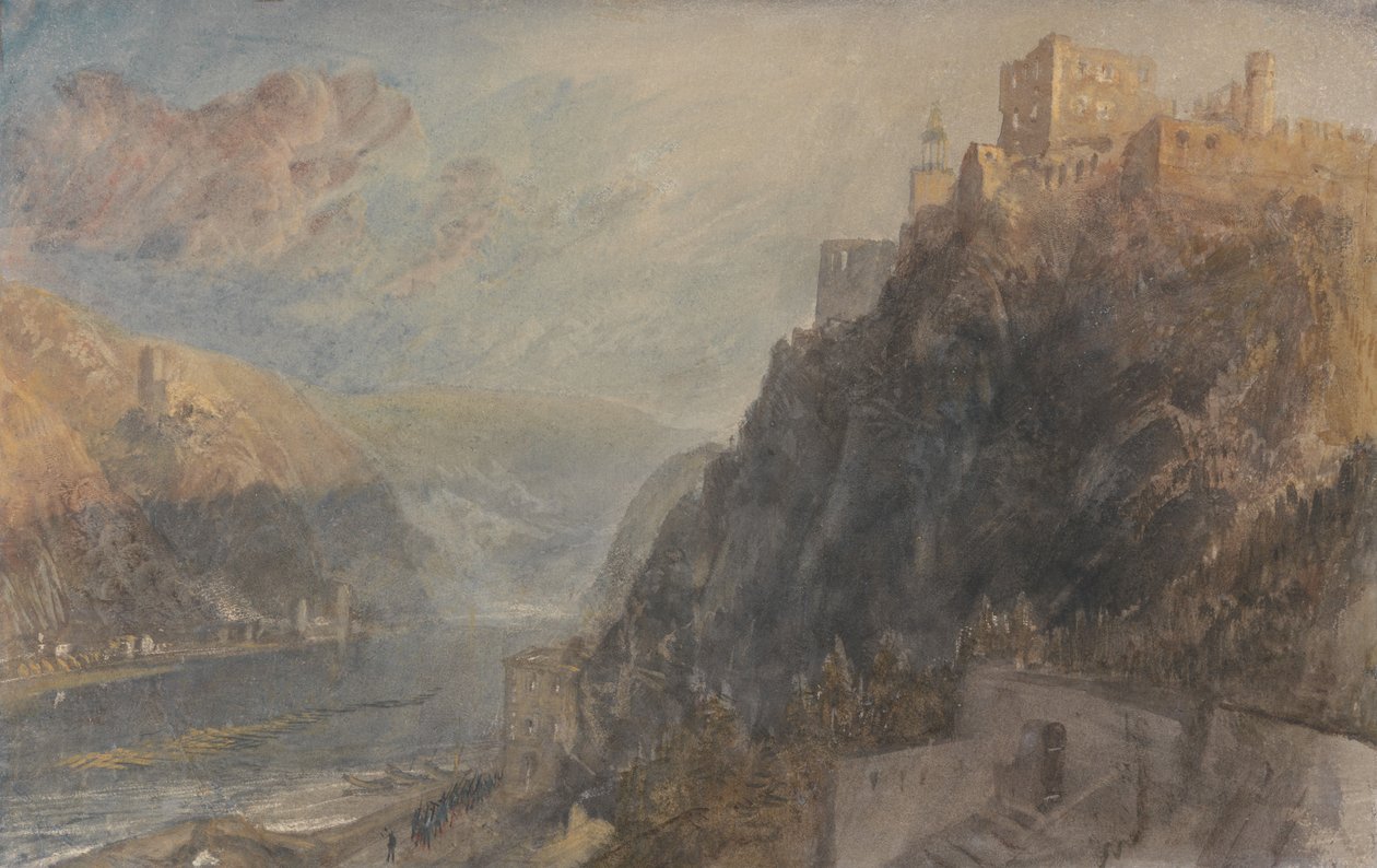 Rheinfels com vista para Katz e Goarhausen de Joseph Mallord William Turner