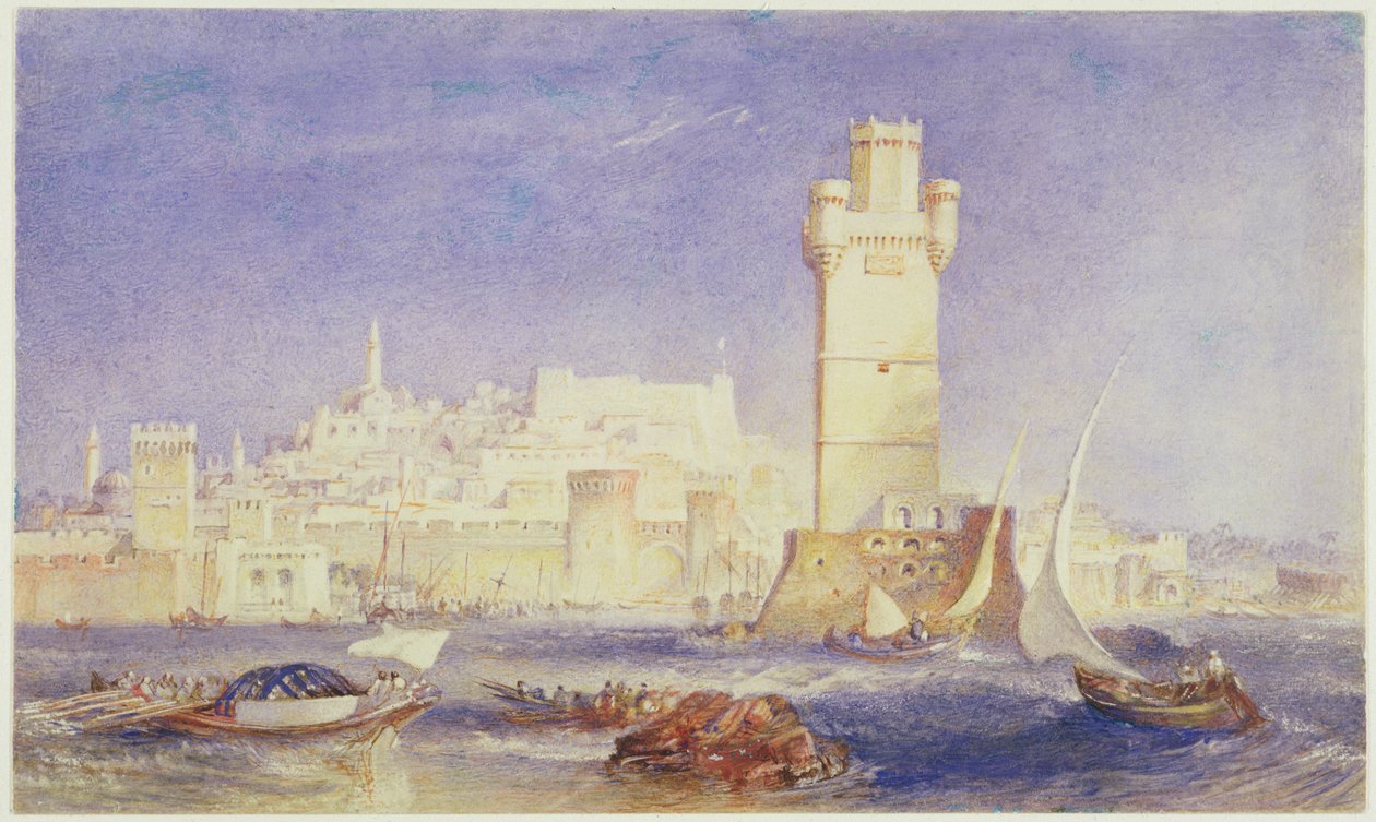 Rhodes, c.1823-24 (c - c e cor do corpo no papel) de Joseph Mallord William Turner