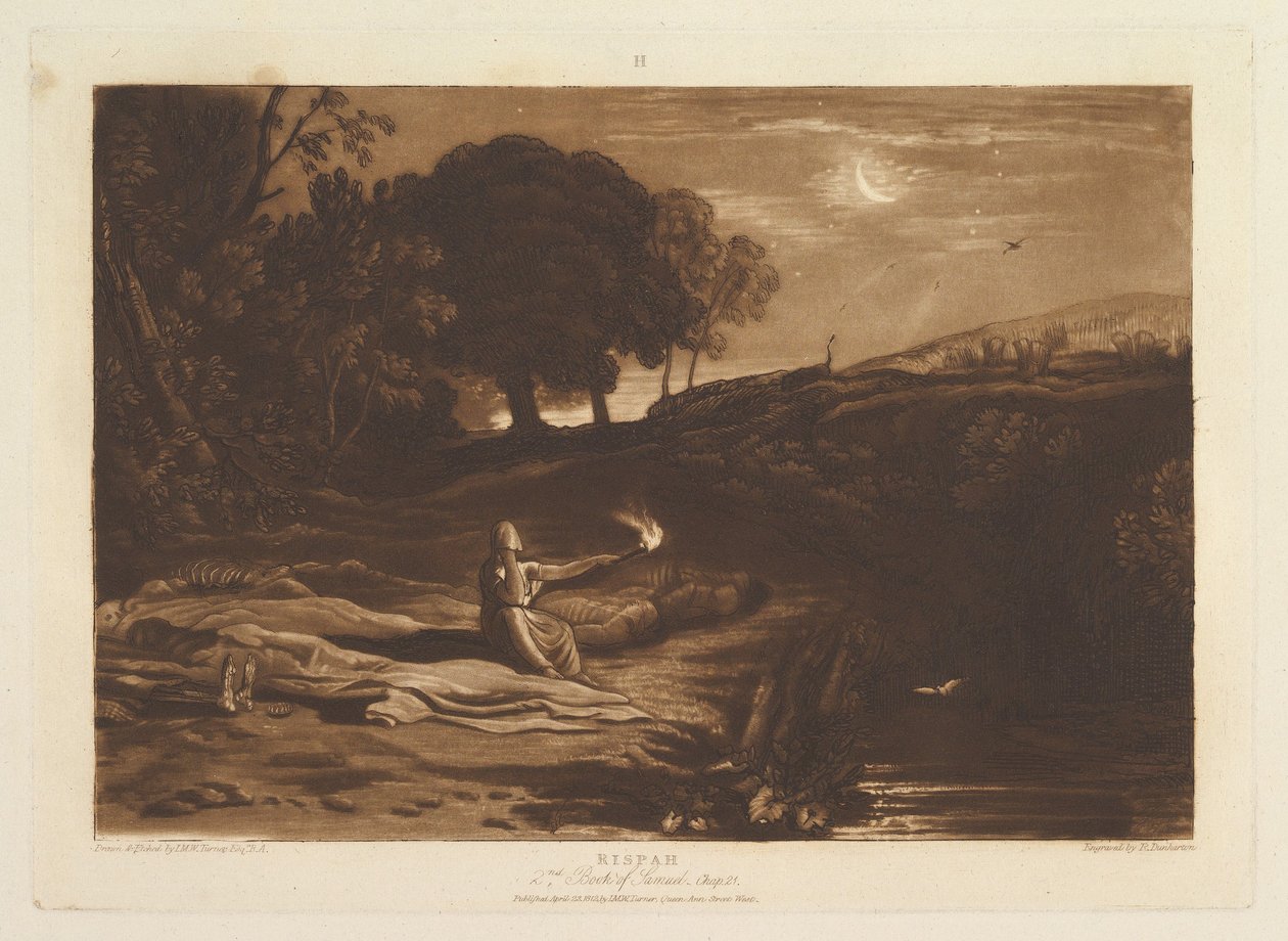 Rispah, 2º Livro de Samuel, Capítulo 21 Liber Studiorum, parte IX, placa 46, 23 de abril de 1812. de Joseph Mallord William Turner