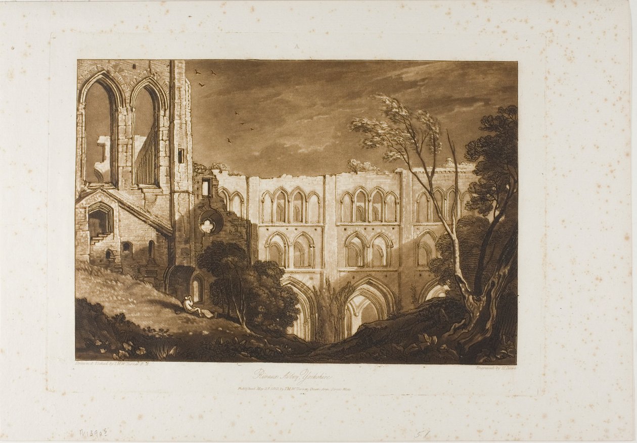 Abadia de Rivaux, placa 51 do Liber Studiorum de Joseph Mallord William Turner
