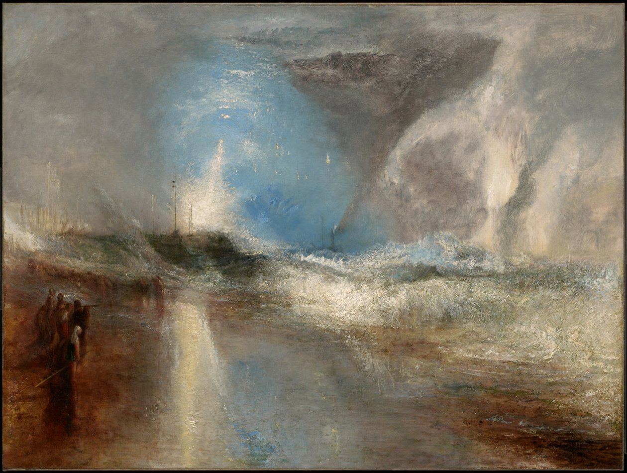 Foguetes e luzes azuis (à mão) para avisar os barcos a vapor de águas pouco profundas de Joseph Mallord William Turner