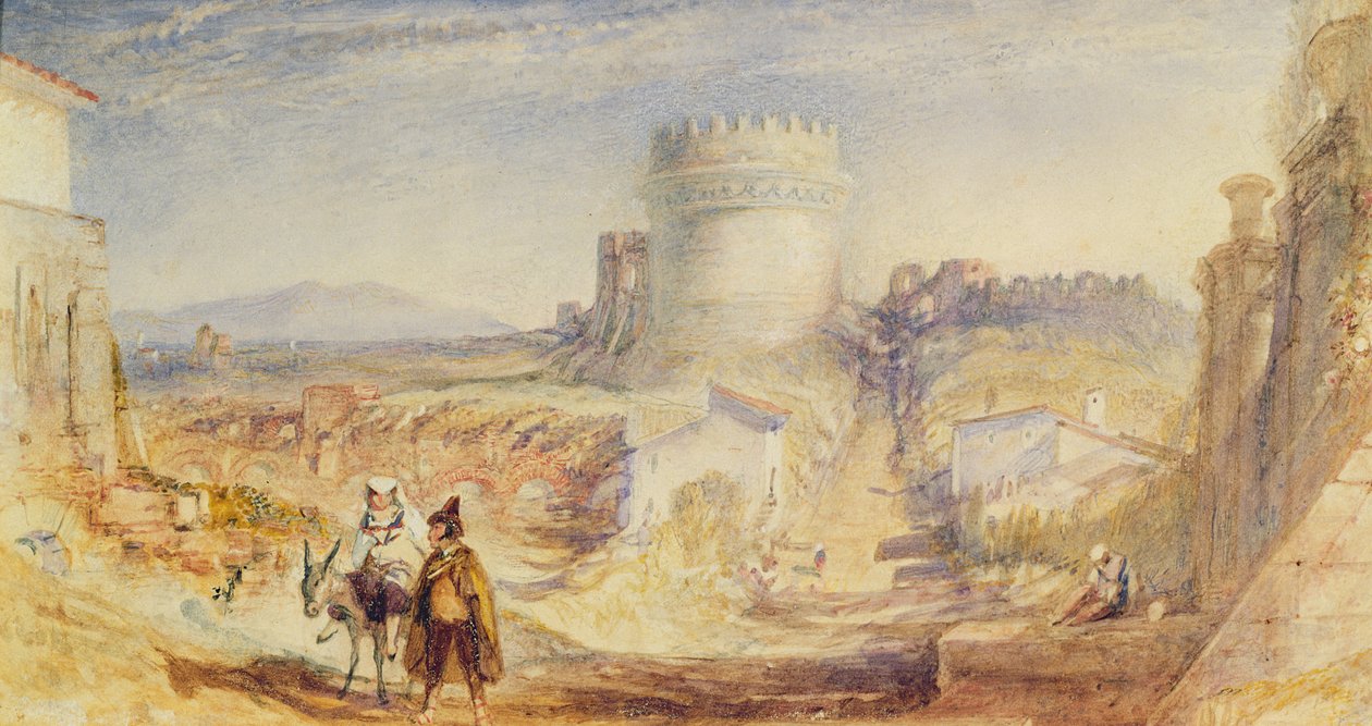 Roma, o túmulo de Cecília Metella, c.1824 (aguarela sobre papel) de Joseph Mallord William Turner