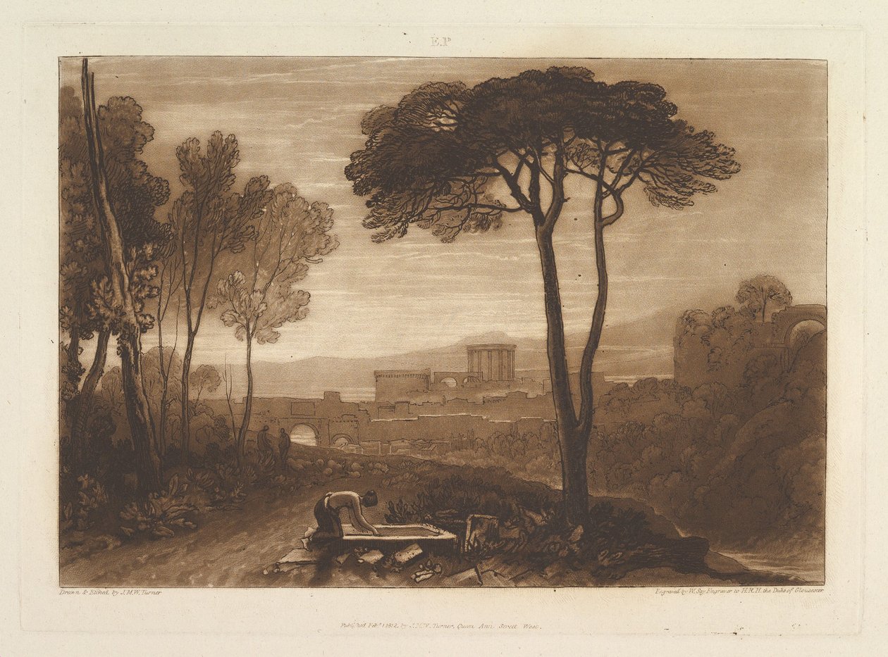 Cena no Campagna Liber Studiorum, parte VIII, placa 38, 1 de fevereiro de 1812. de Joseph Mallord William Turner