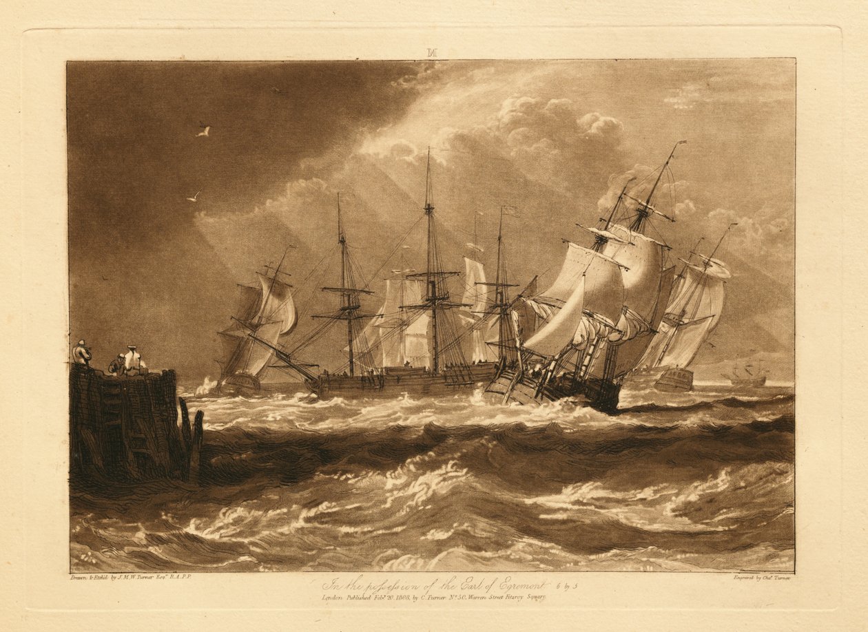 Navios na brisa de Joseph Mallord William Turner