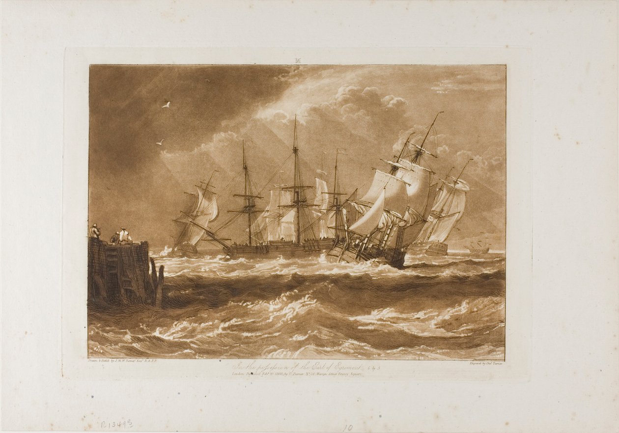 Navios em uma brisa, placa 10 do Liber Studiorum de Joseph Mallord William Turner