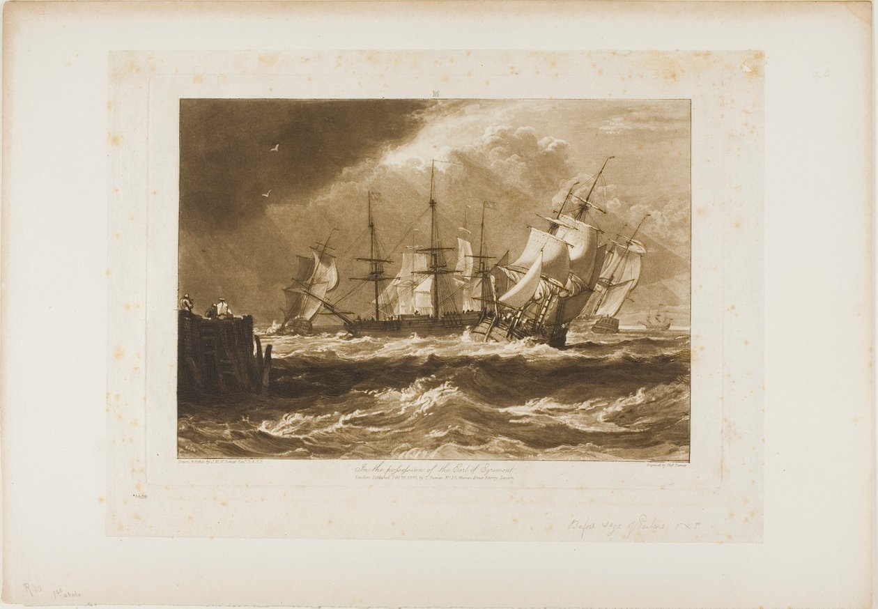 Navios em uma brisa, placa 10 do Liber Studiorum de Joseph Mallord William Turner