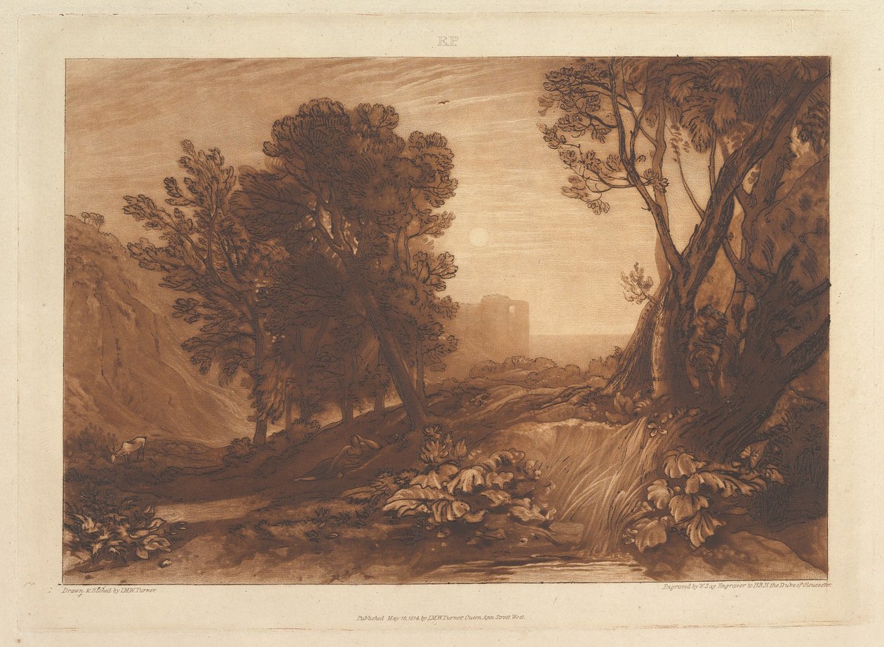 Solidão, ou The Reading Magdalen Liber Studiorum, parte XI, chapa 53, 12 de maio de 1814. de Joseph Mallord William Turner