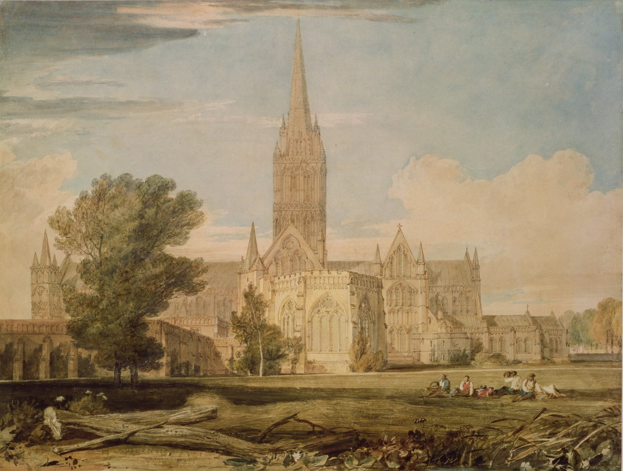 Vista sul da Catedral de Salisbury, 1797-98 de Joseph Mallord William Turner