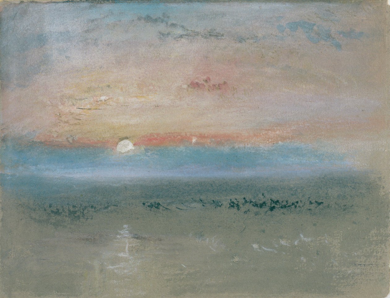 Pôr do sol, c.1830 (wc e guache em papel cinza) de Joseph Mallord William Turner