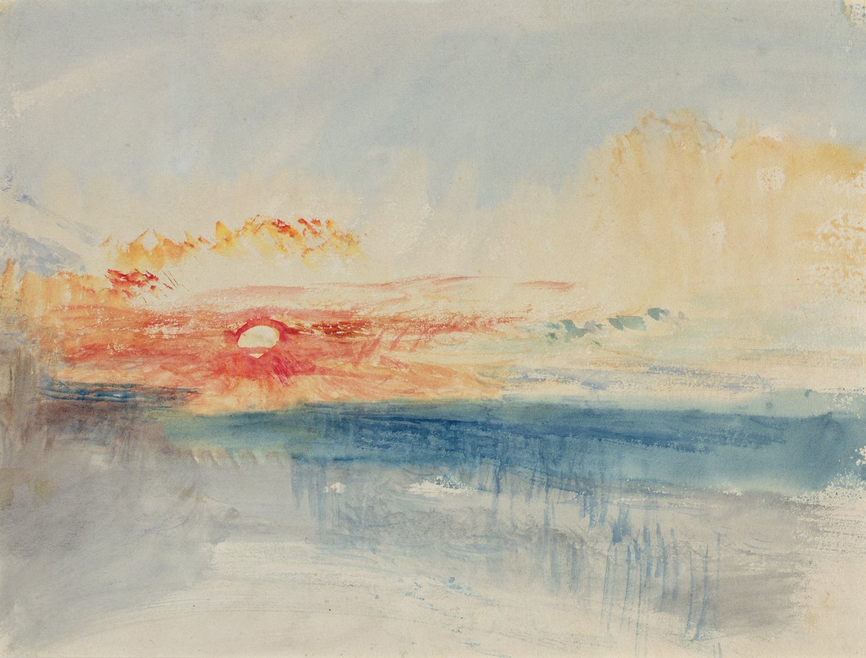 Pôr do sol, c.1845 (aguarela sobre papel) de Joseph Mallord William Turner
