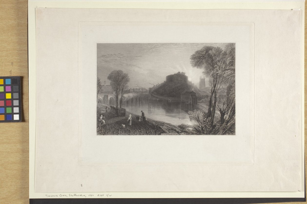 Castelo de Tamworth, Staffordshire (gravura e gravura em papel da Índia, chine collé) de Joseph Mallord William Turner