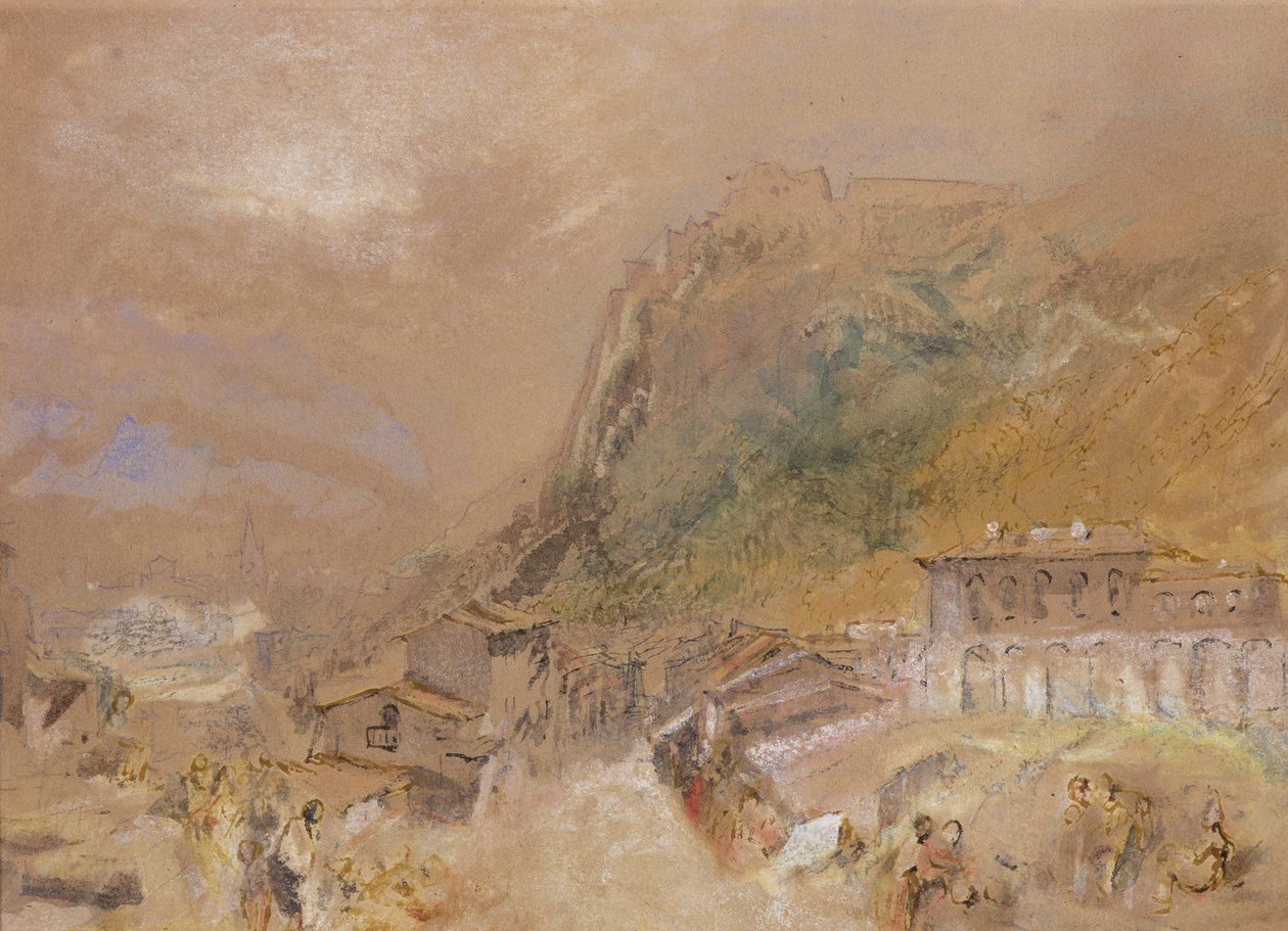 A Bastilha em Grenoble, a partir da aldeia de La Tronche, c.1836 (aguarela sobre papel) de Joseph Mallord William Turner