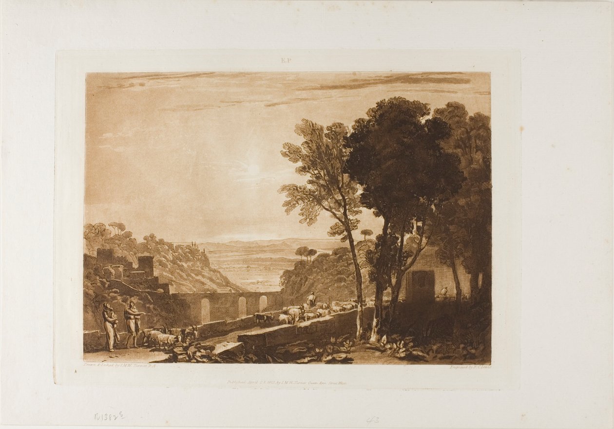 A ponte e as cabras, placa 43 do LIber Studiorum de Joseph Mallord William Turner