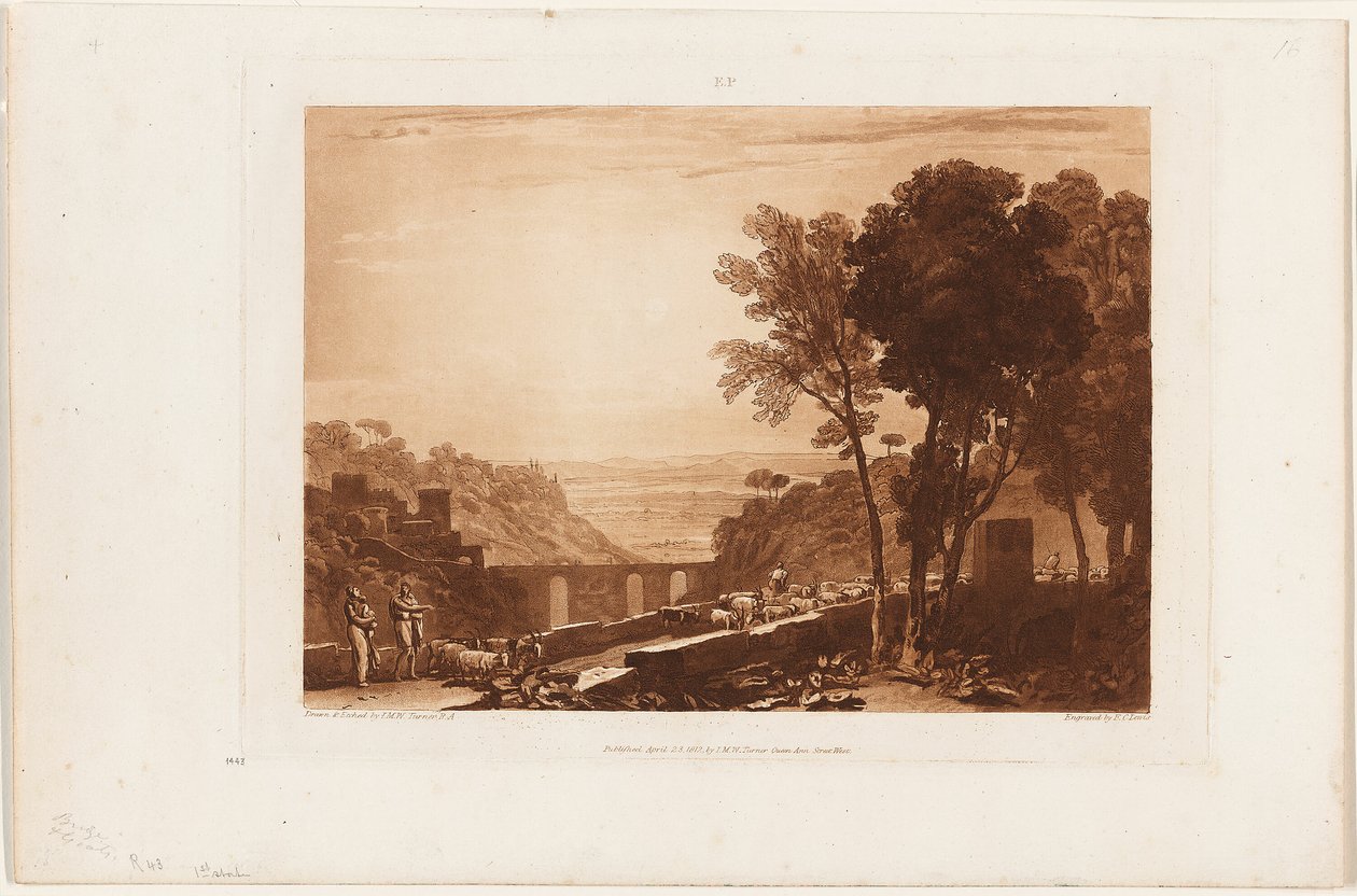 A ponte e as cabras, placa 43 do Liber Studiorum de Joseph Mallord William Turner