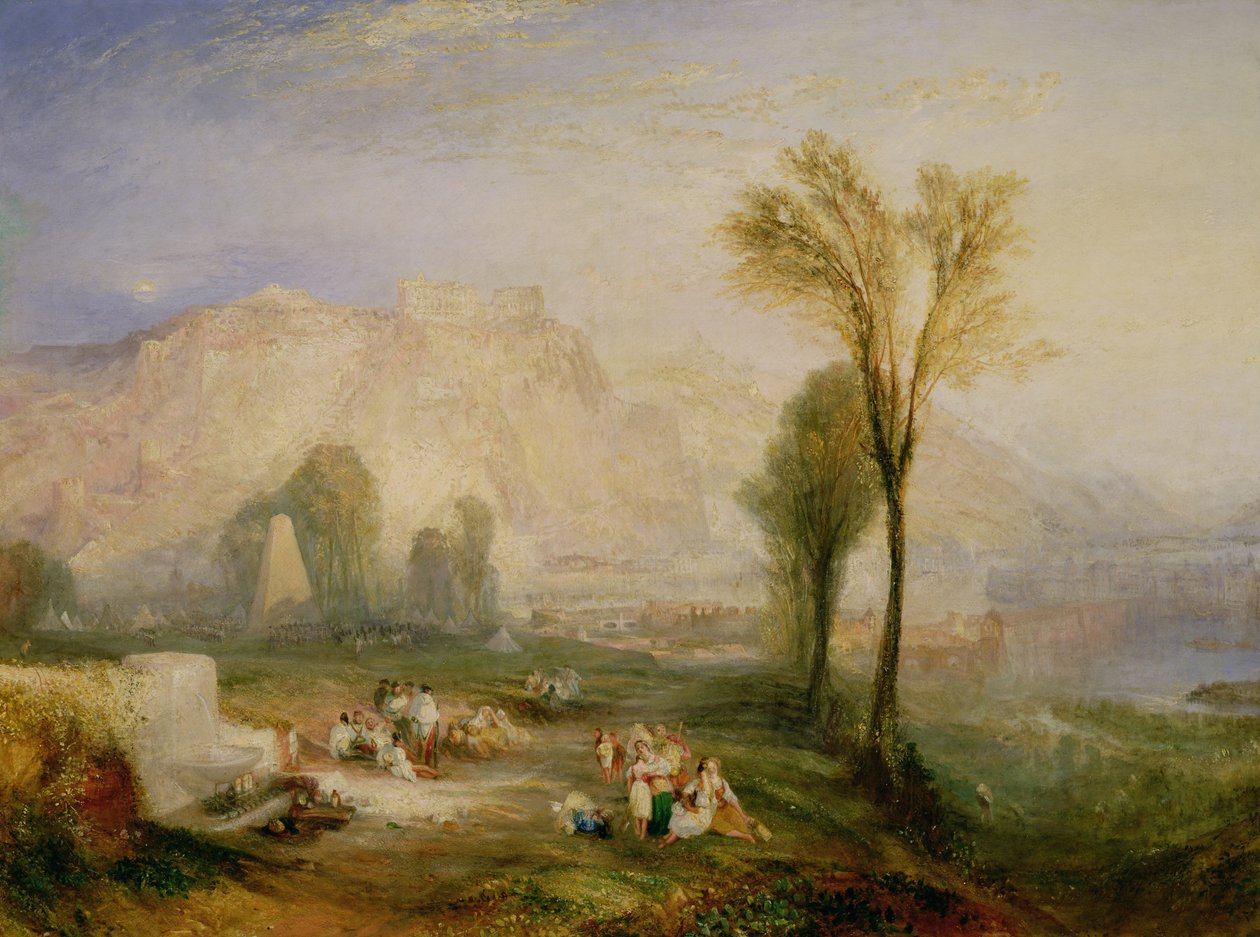 A Pedra Brilhante de Honra (Ehrenbreitstein) e a Tumba de Marceau, de "Childe Harold" de Byron, 1835 de Joseph Mallord William Turner
