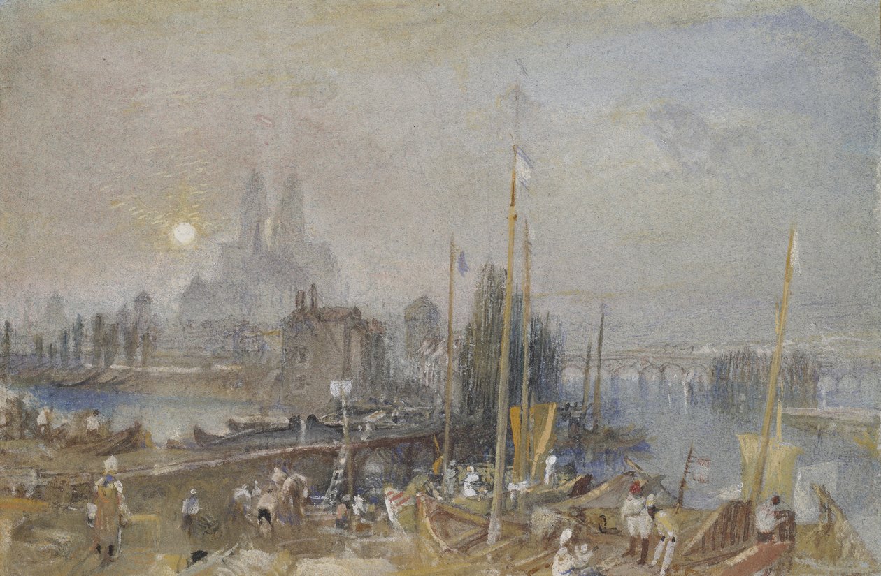 O Canal do Loire e Cher, perto de Tours, c. 1830 (aquarela com bodycolour e caneta e tinta marrom) de Joseph Mallord William Turner