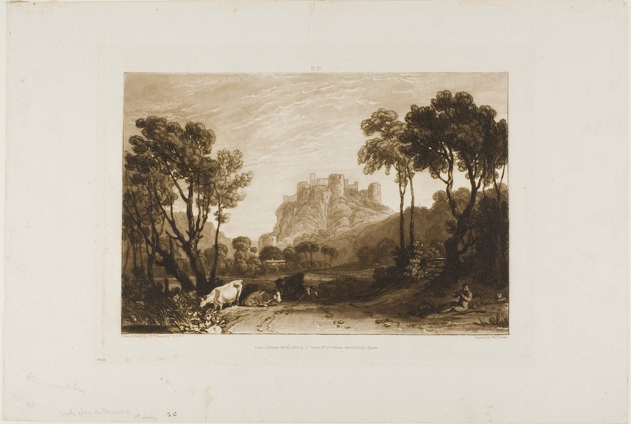 O Castelo Acima dos Prados, placa 8 de Liber Studiorum de Joseph Mallord William Turner