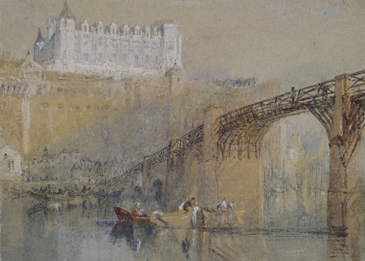 O Château de Amboise, c. 1830 (aquarela com bodycolour e caneta e tinta preta) de Joseph Mallord William Turner