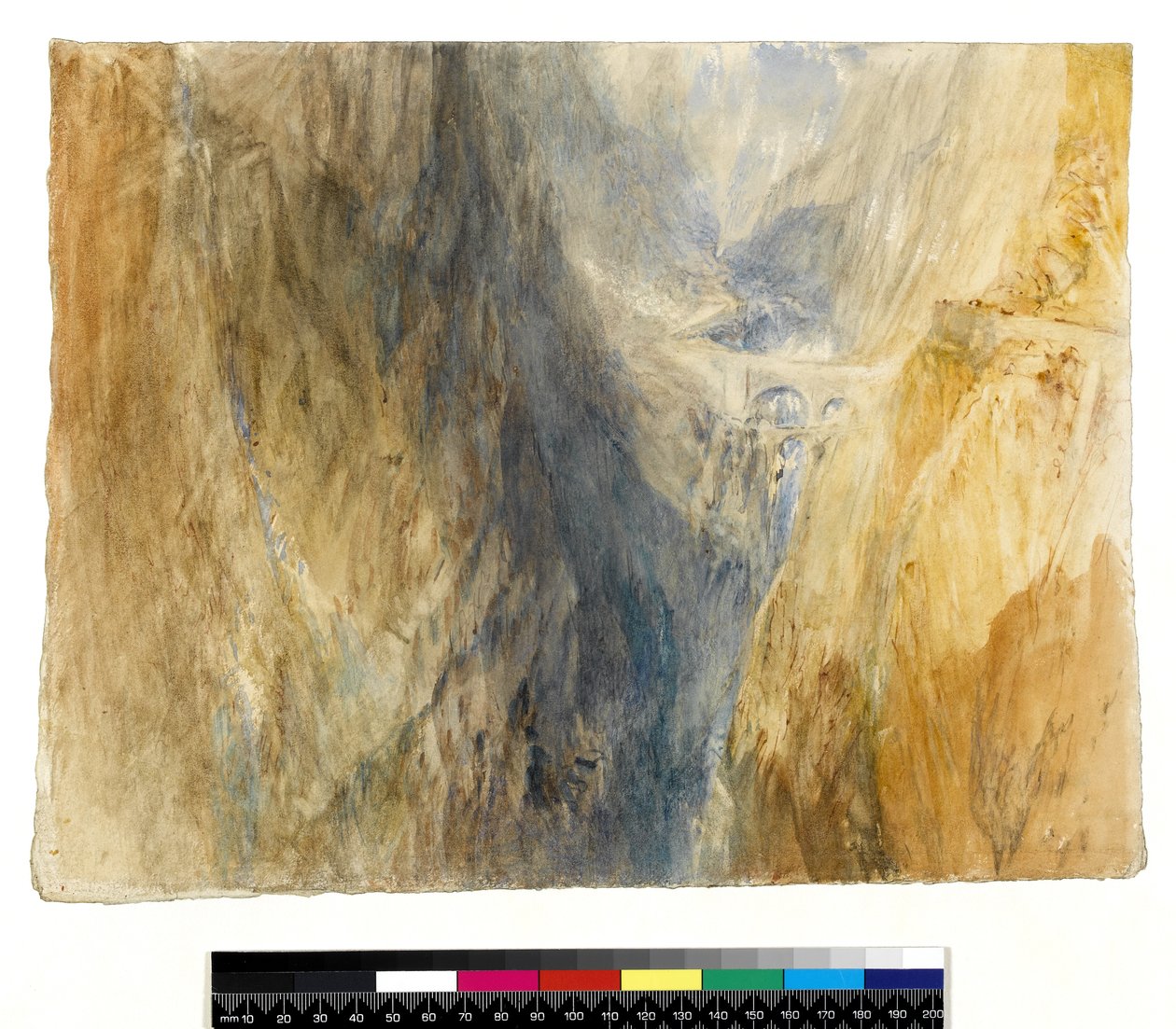The Devils Bridge, St Gothard (wc com caneta e tinta sobre lápis sobre papel) de Joseph Mallord William Turner