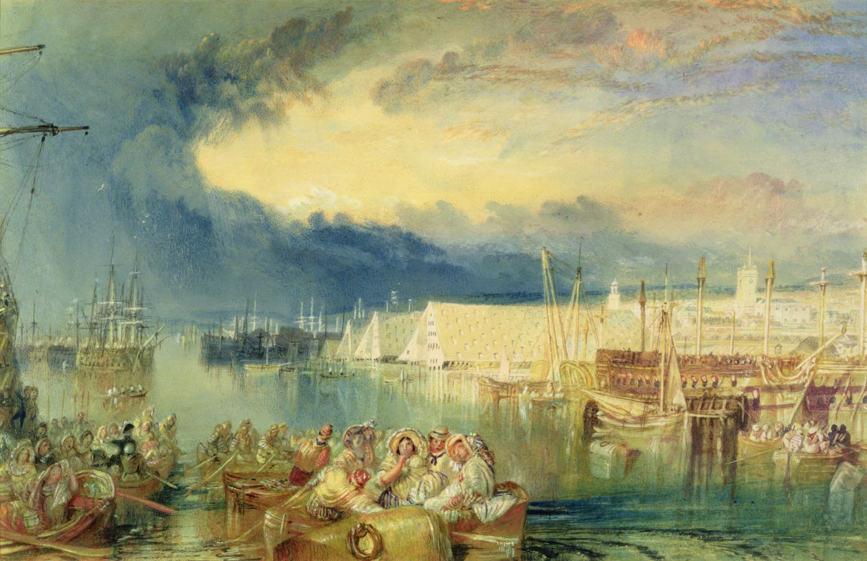 The Dockyard, Devonport, c.1825-29 (wc e guache sobre papel) de Joseph Mallord William Turner