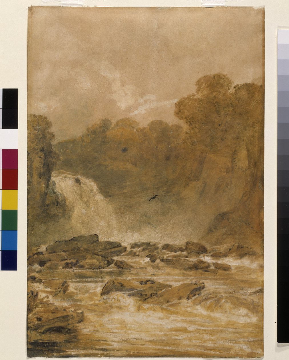 The Fall Of The Clyde (lavagens de tinta em papel branco) de Joseph Mallord William Turner