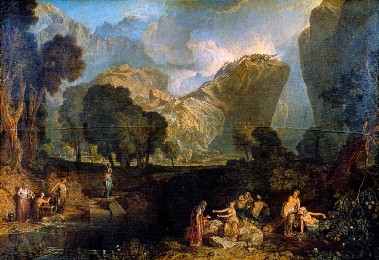 A Deusa da Discórdia Escolhendo a Maçã da Disputa no Jardim das Hespérides, 1806 de Joseph Mallord William Turner
