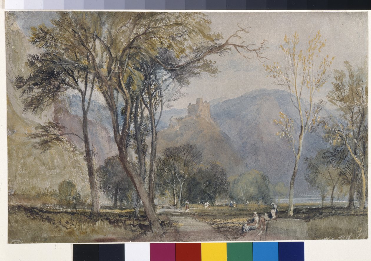 A Marxburg (aguarela sobre papel branco preparada com uma lavagem cinzenta) de Joseph Mallord William Turner