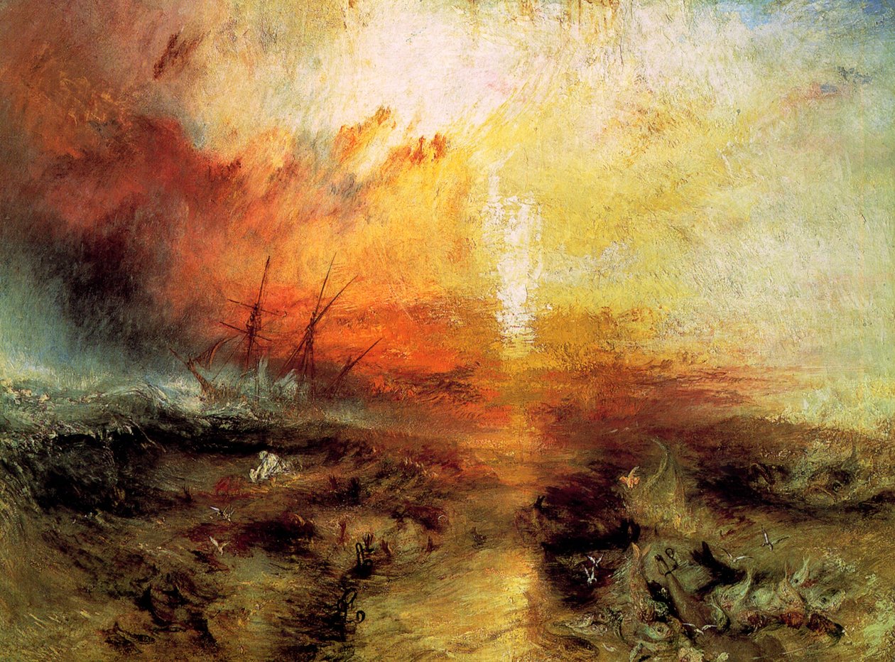 The Slave Ship Slavers jogando ao mar os mortos e moribundos, Typhon Coming On, 1840. de Joseph Mallord William Turner