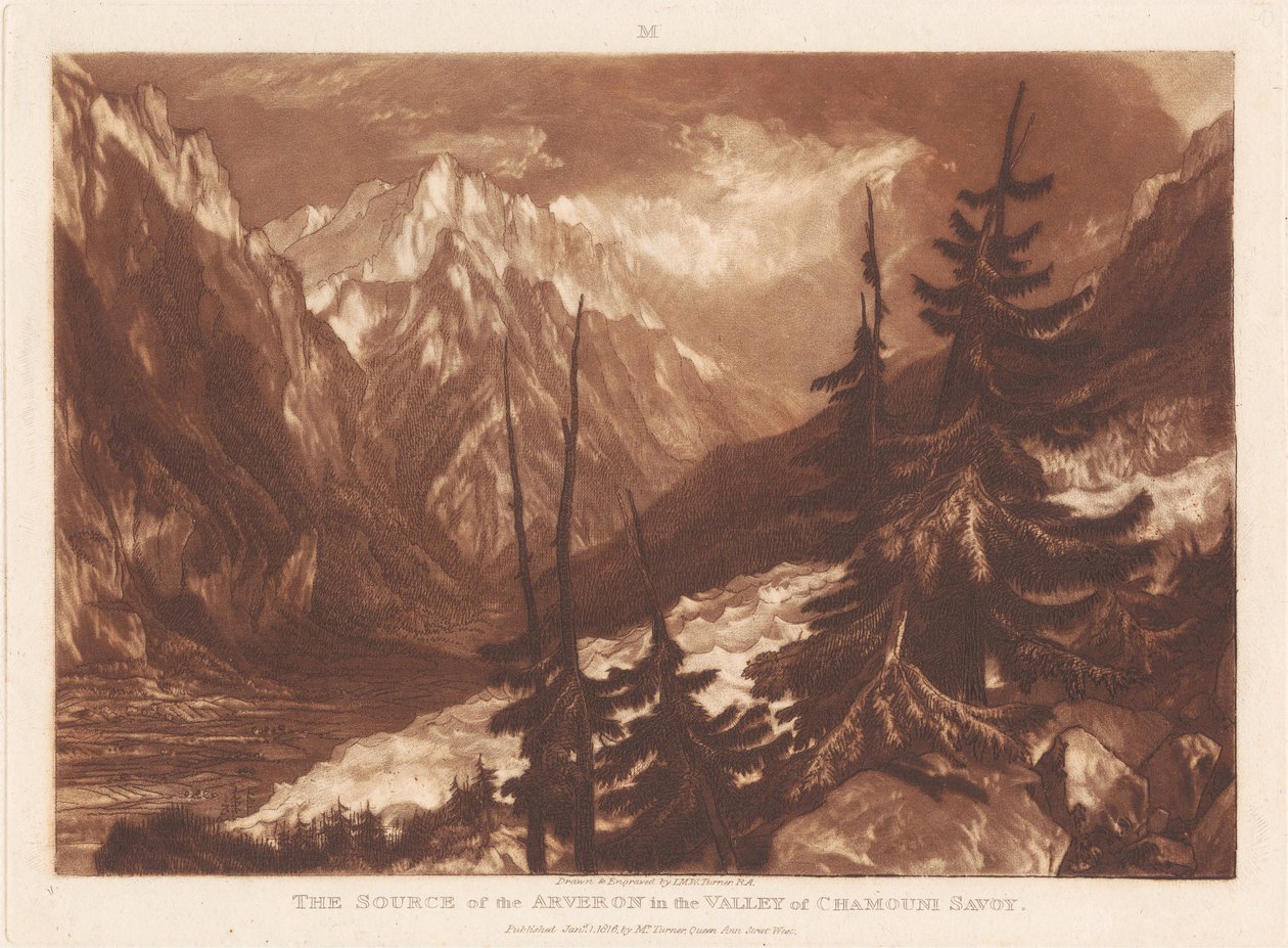 A nascente do rio Arveron, no Vale de Chamouni, na Sabóia de Joseph Mallord William Turner
