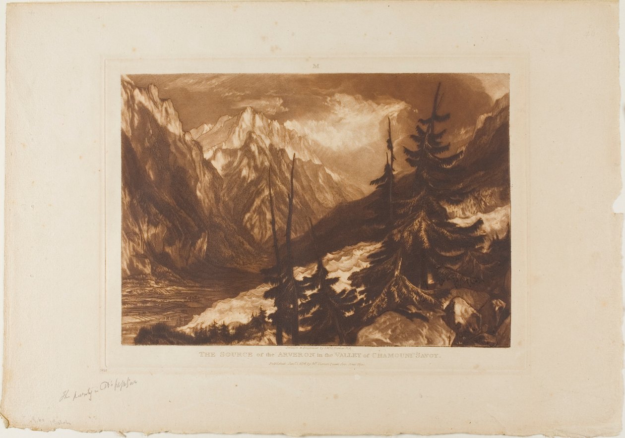 A Fonte do Arveron, placa 60 do Liber Studiorum de Joseph Mallord William Turner