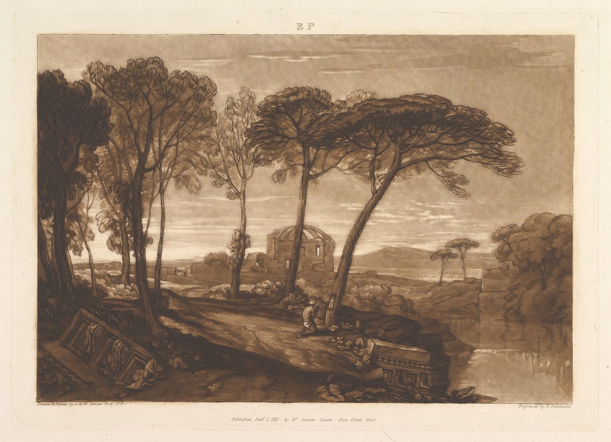 O Templo de Minerva Medica Liber Studiorum, parte V, chapa 23, 1 de janeiro de 1811. de Joseph Mallord William Turner