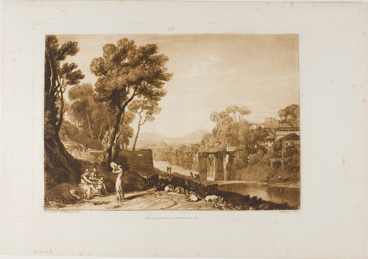 A Mulher e o Tambourine, prato 3 do Liber Studiorum de Joseph Mallord William Turner