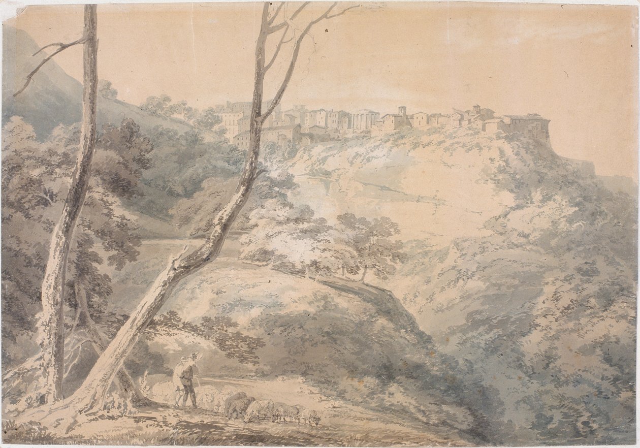 Tivoli com o Templo da Sibila (lápis e aquarela sobre papel (a bordo)) de Joseph Mallord William Turner