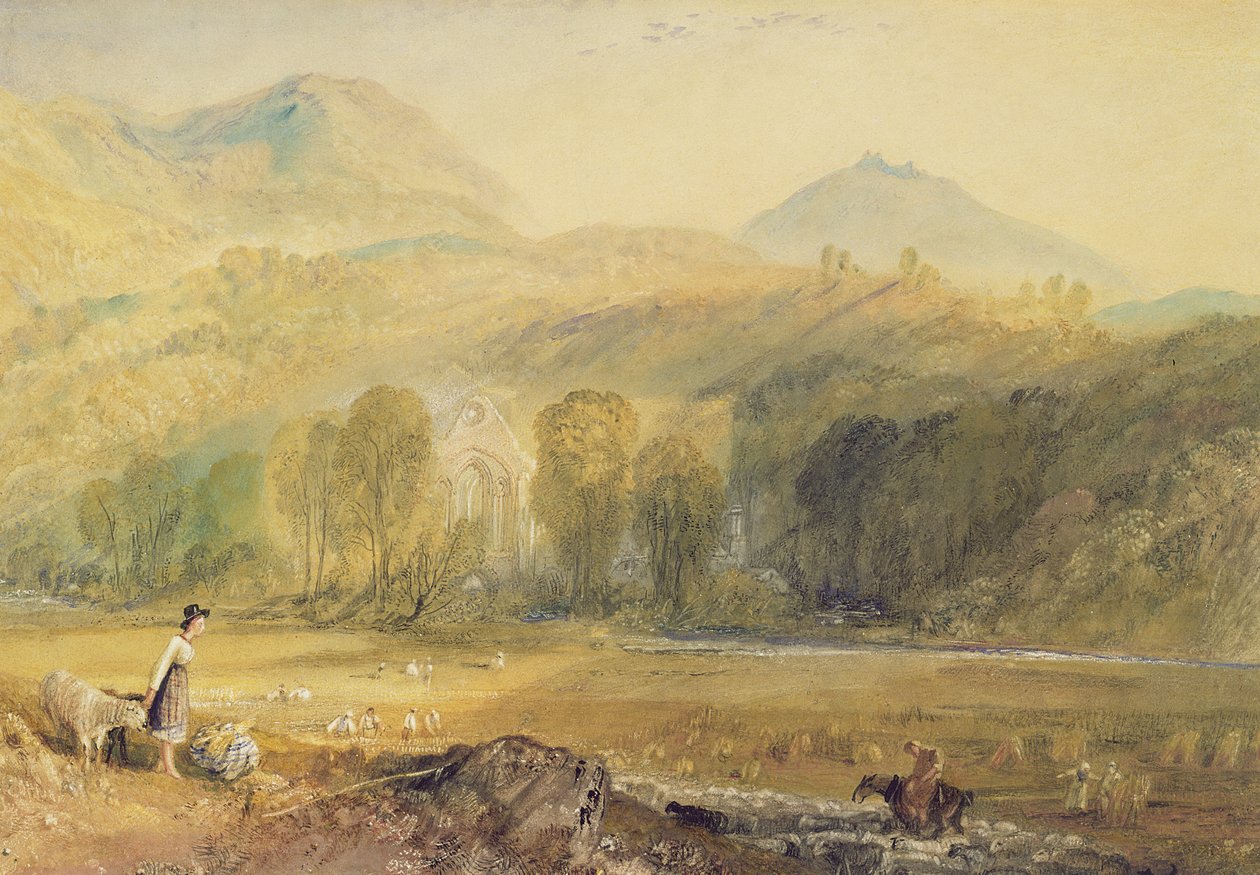 Abadia de Valle Crucis, Denbighshire, c.1826 (aguarela sobre papel) de Joseph Mallord William Turner