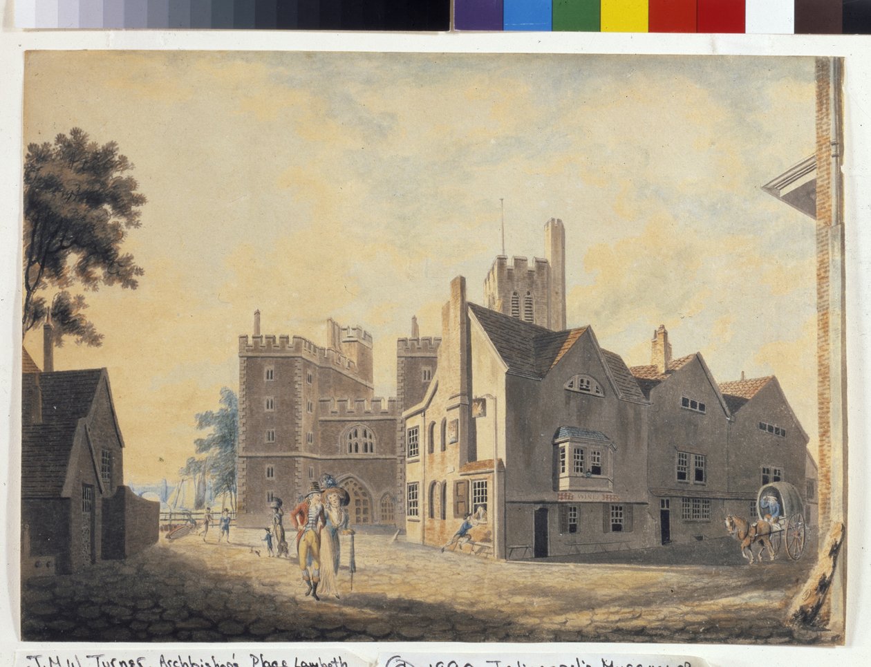 Vista do Palácio do Arcebispo, Lambeth (aguarela sobre papel branco) de Joseph Mallord William Turner