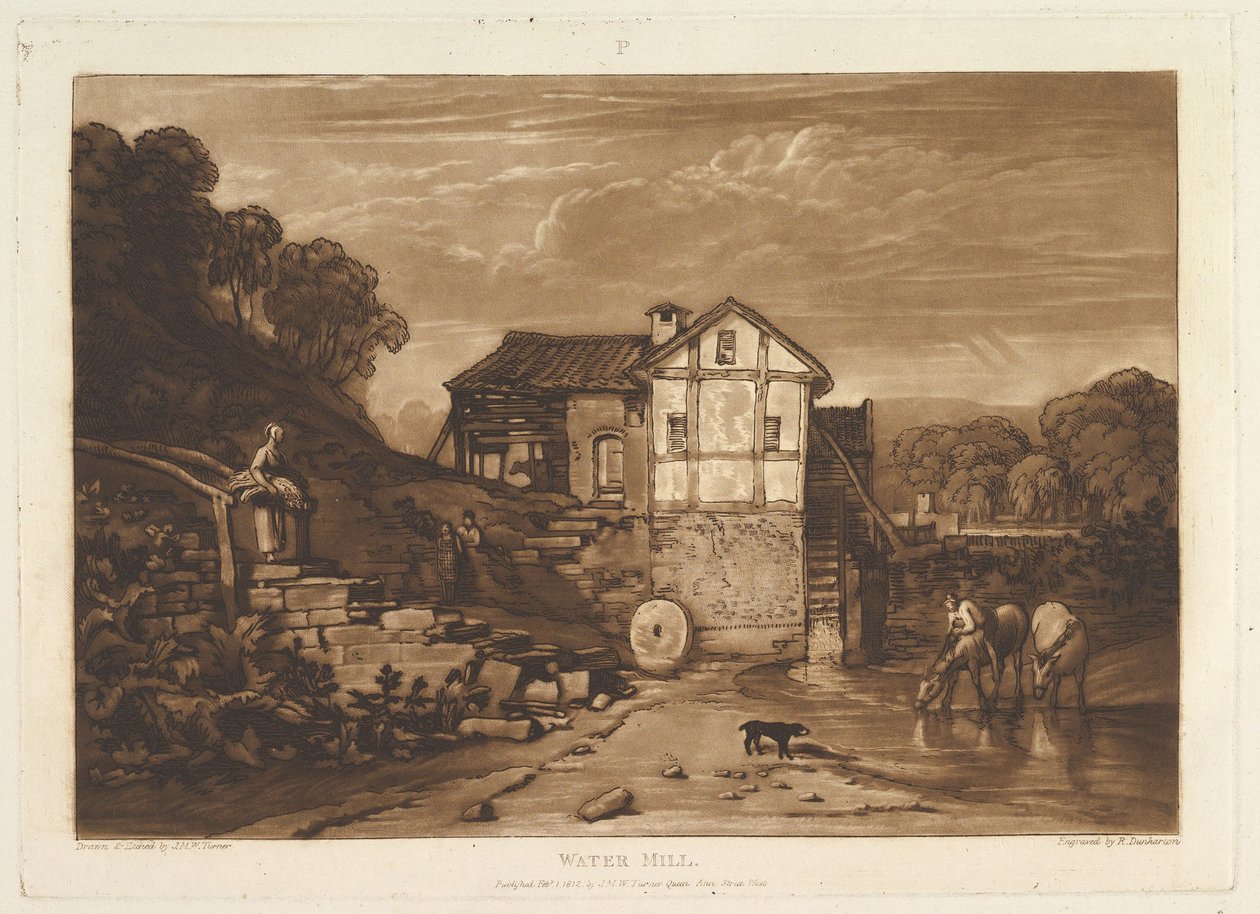 Water Mill Book Studies, Parte 8, chapa 37, 1 de fevereiro de 1812. de Joseph Mallord William Turner