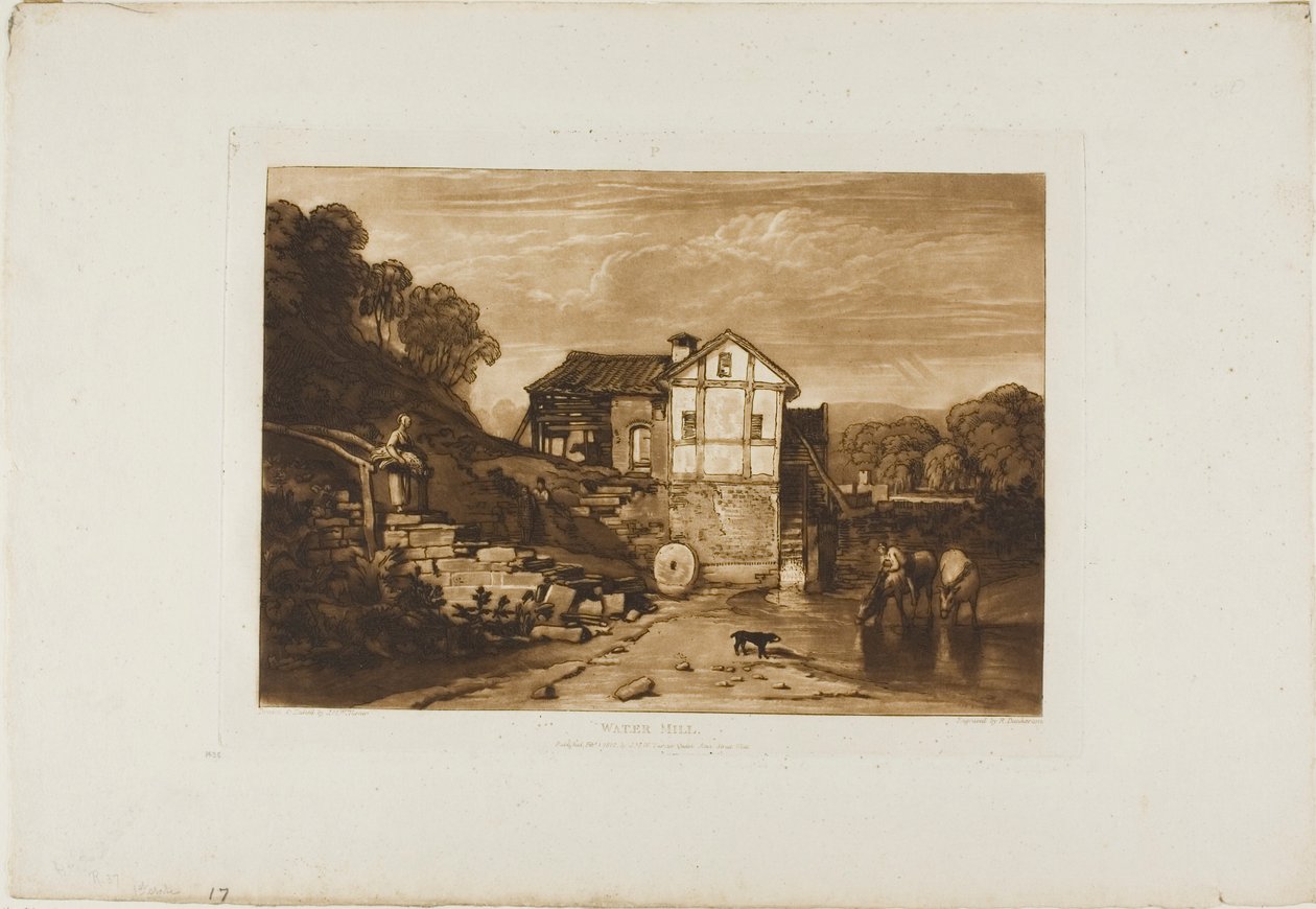 Moinho de água, placa 37 de Liber Studiorum de Joseph Mallord William Turner
