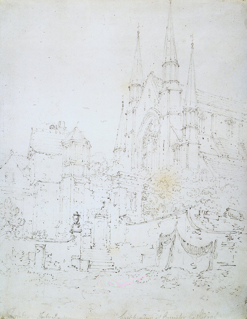 Janela Oeste, Catedral de Worcester (lápis sobre papel branco) de Joseph Mallord William Turner