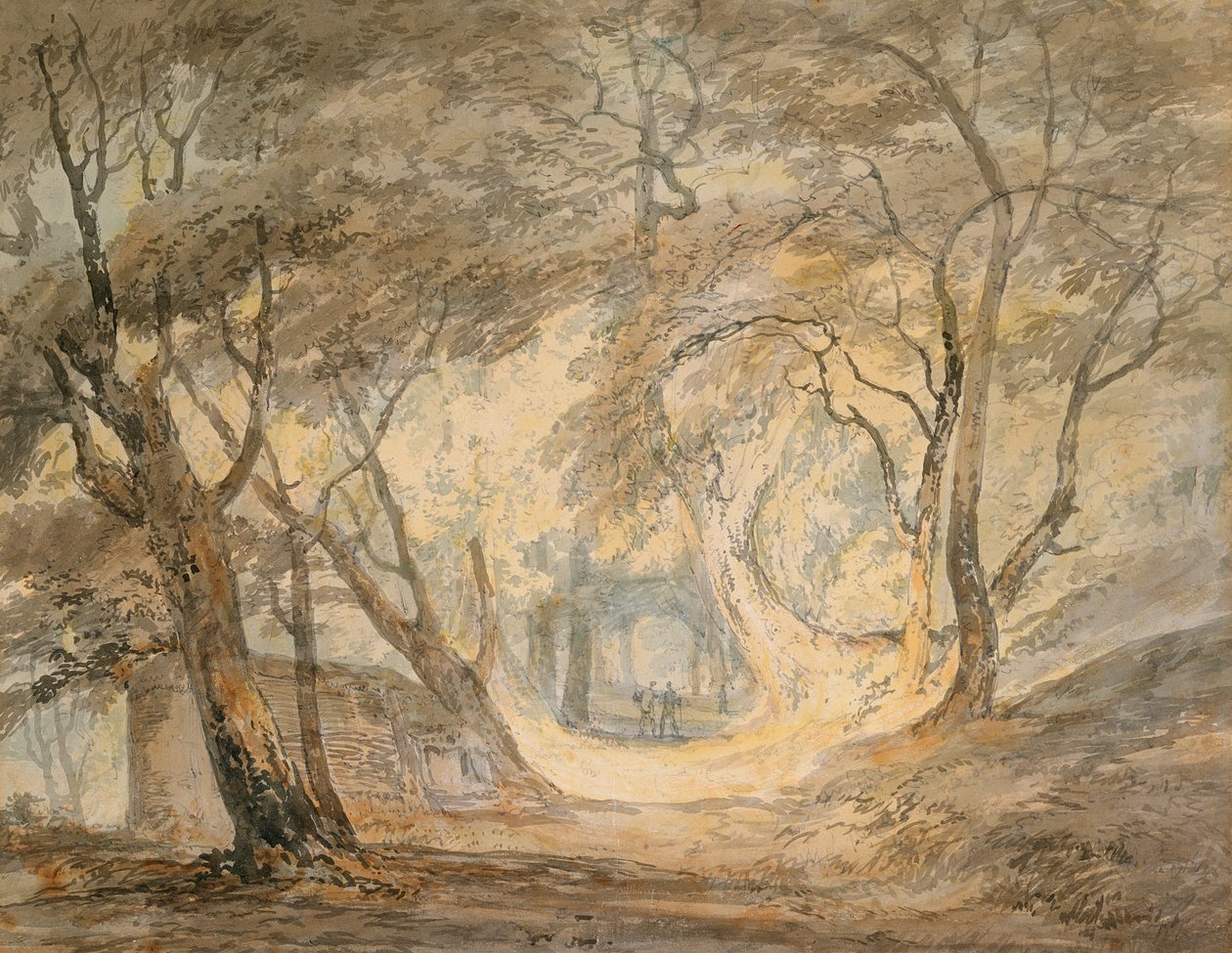 Cena da floresta com figuras, c.1798 (aquarela sobre papel) de Joseph Mallord William Turner