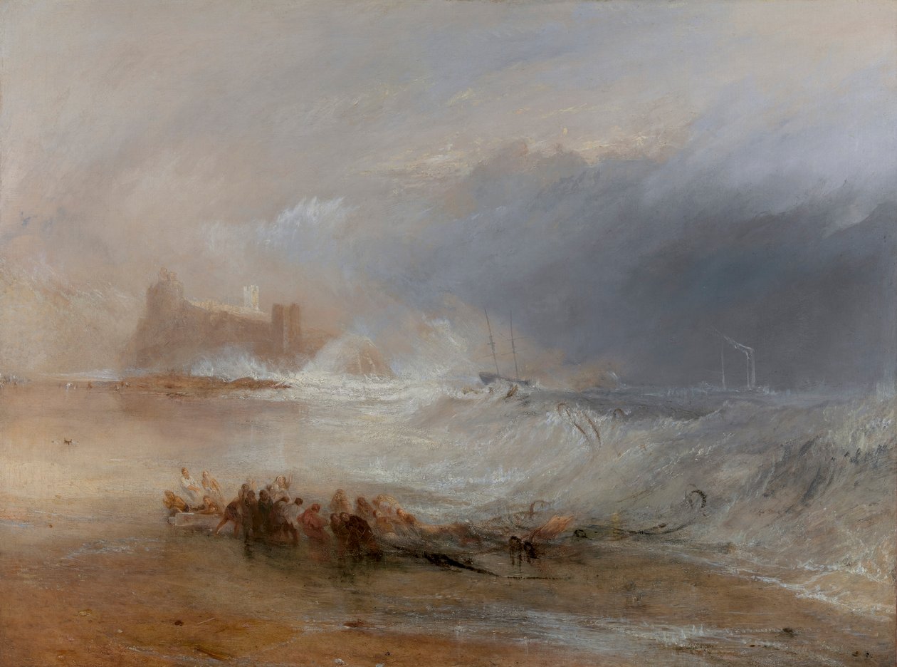 Naufrágios -- Costa de Northumberland, com um barco a vapor para ajudar um navio ao largo da costa de Joseph Mallord William Turner