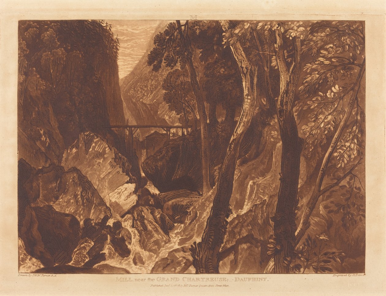 Moinho perto do Grand Chartreuse de Joseph Mallord William Turner and Henry Edward Dawe